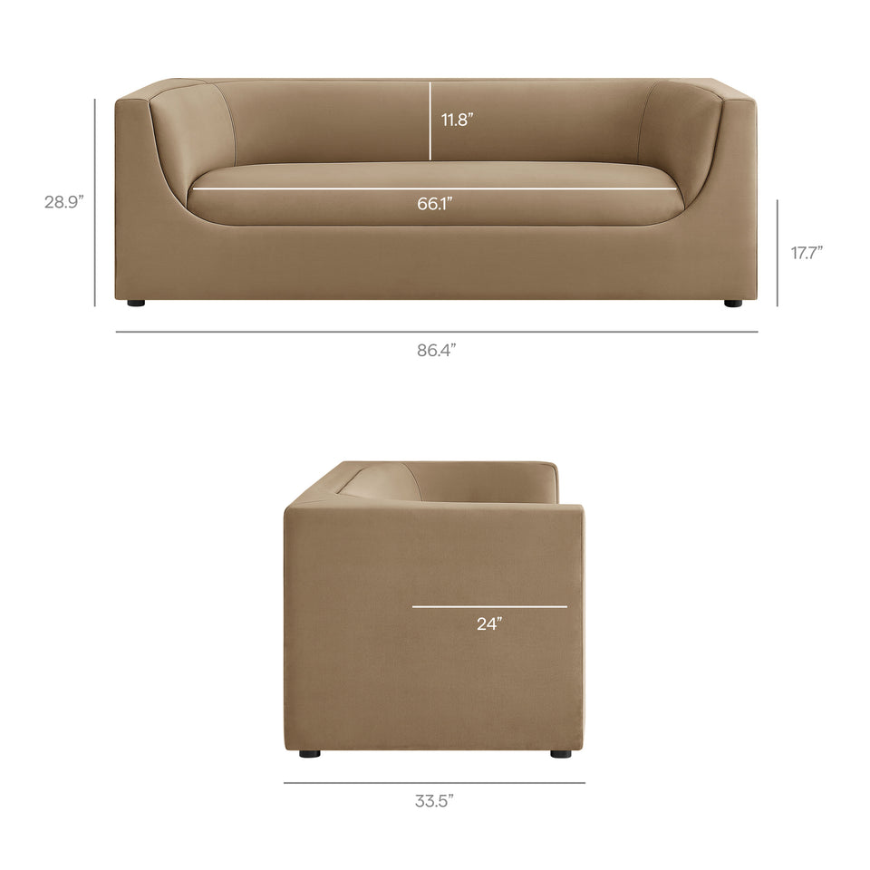 Hilda 86" Curved Back Performance Velvet Sofa by Modway