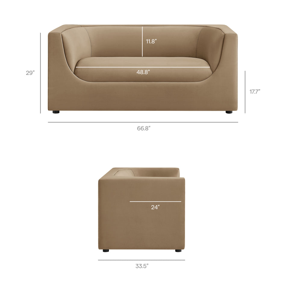 Hilda 67" Curved Back Performance Velvet Loveseat by Modway