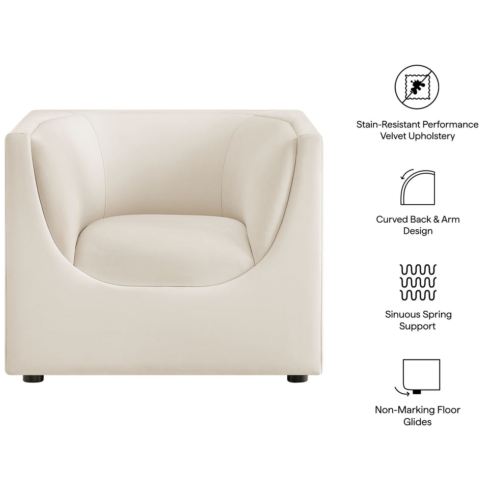 Hilda Curved Back Performance Velvet Armchair by Modway