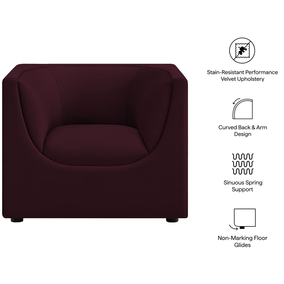 Hilda Curved Back Performance Velvet Armchair by Modway