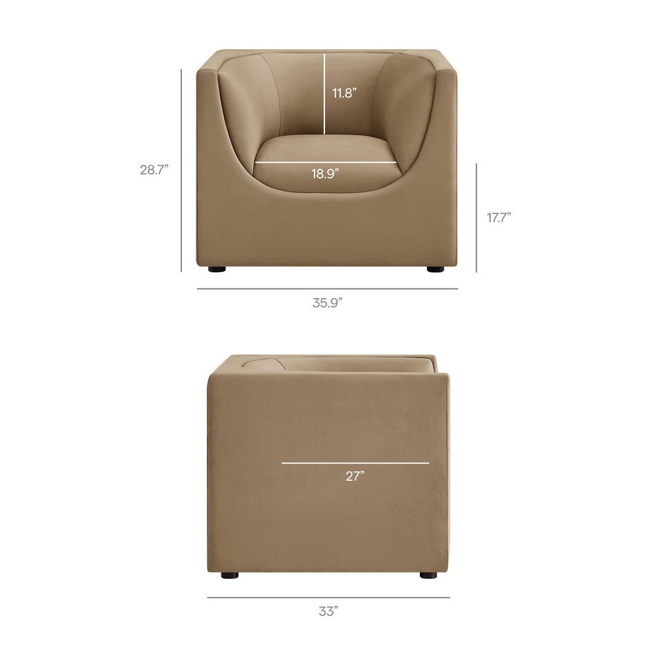 Hilda Curved Back Performance Velvet Armchair by Modway