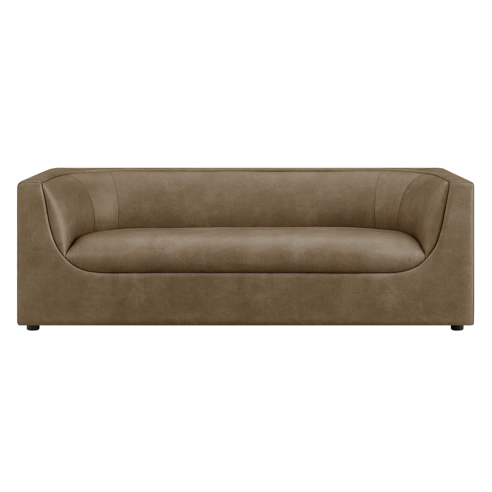 Hilda 86" Curved Back Vegan Leather Sofa by Modway