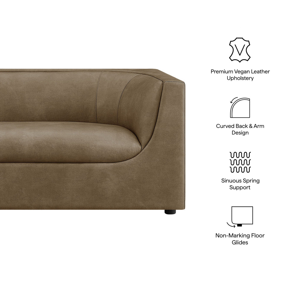 Hilda 86" Curved Back Vegan Leather Sofa by Modway