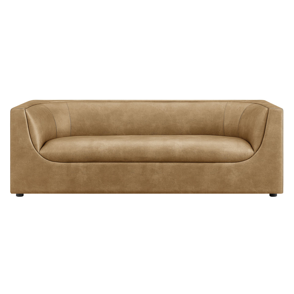 Hilda 86" Curved Back Vegan Leather Sofa by Modway