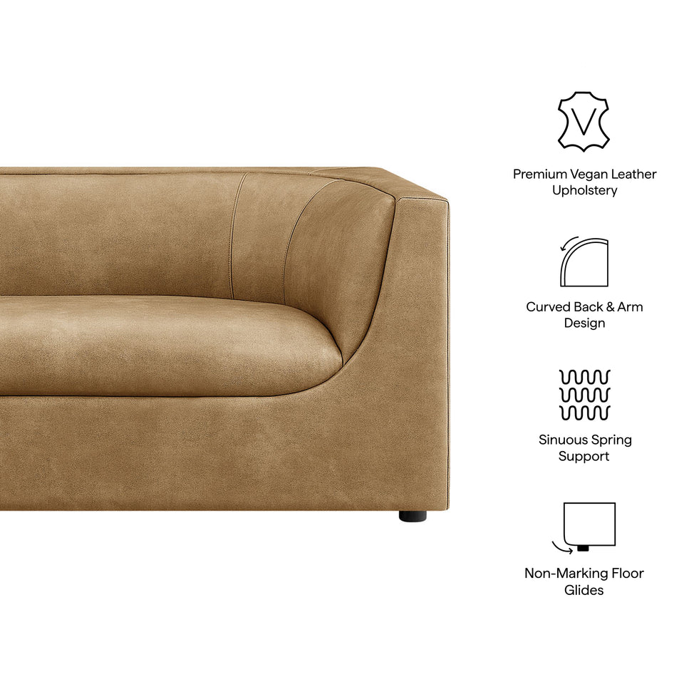 Hilda 86" Curved Back Vegan Leather Sofa by Modway
