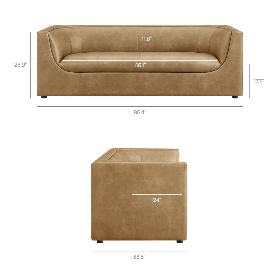 Hilda 86" Curved Back Vegan Leather Sofa by Modway