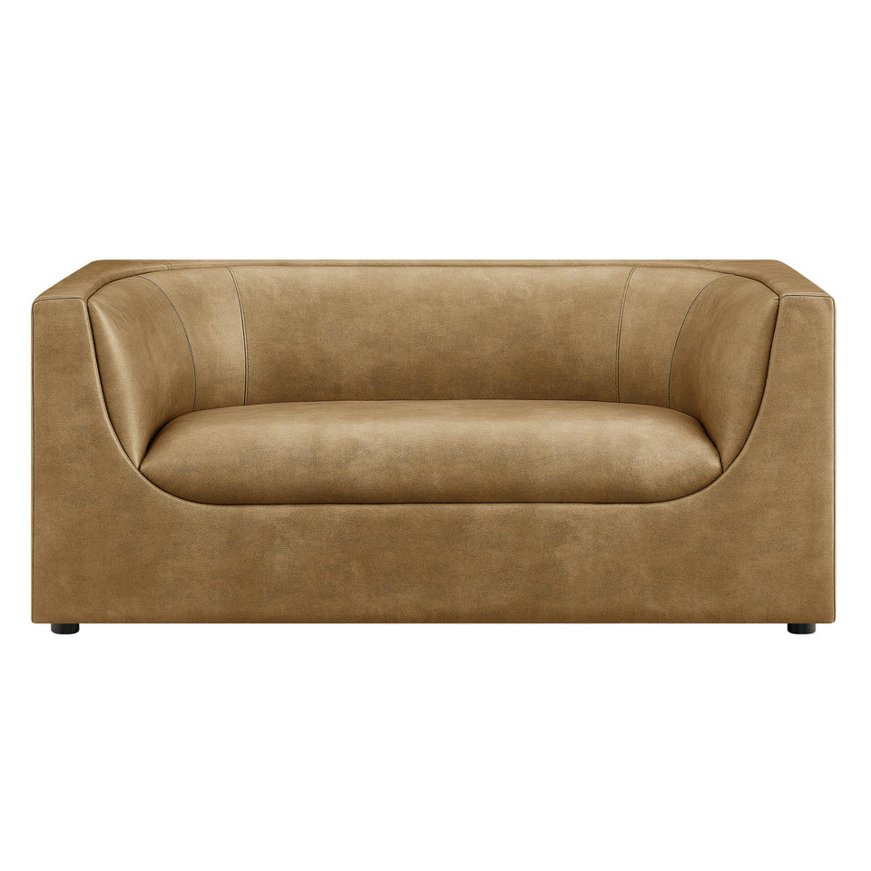 Hilda 67" Curved Back Vegan Leather Loveseat by Modway
