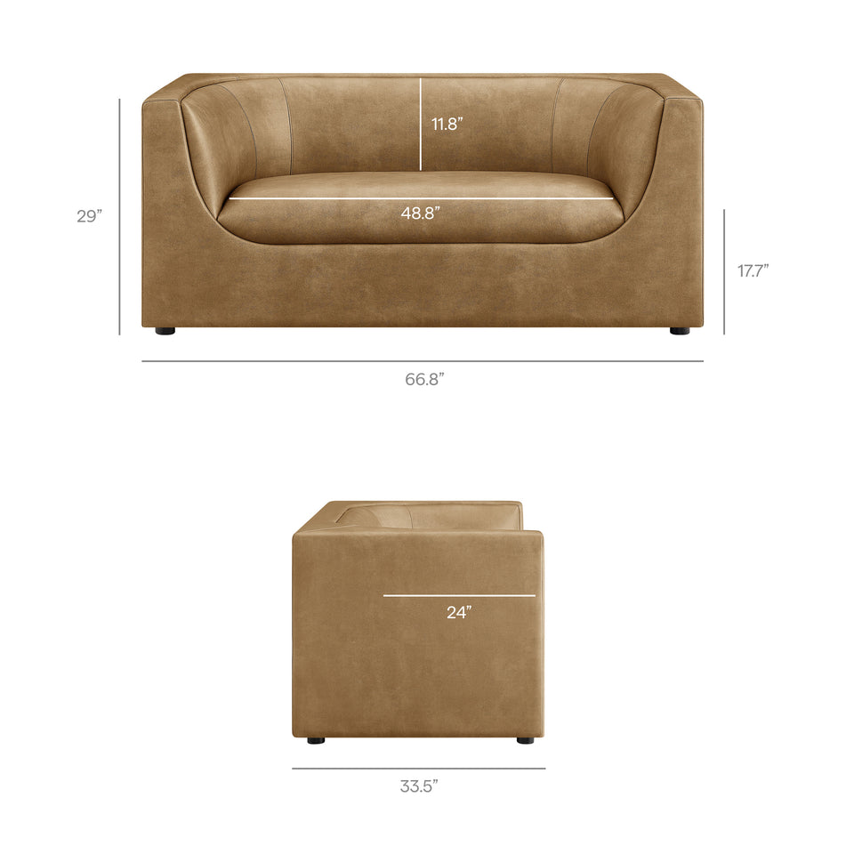 Hilda 67" Curved Back Vegan Leather Loveseat by Modway