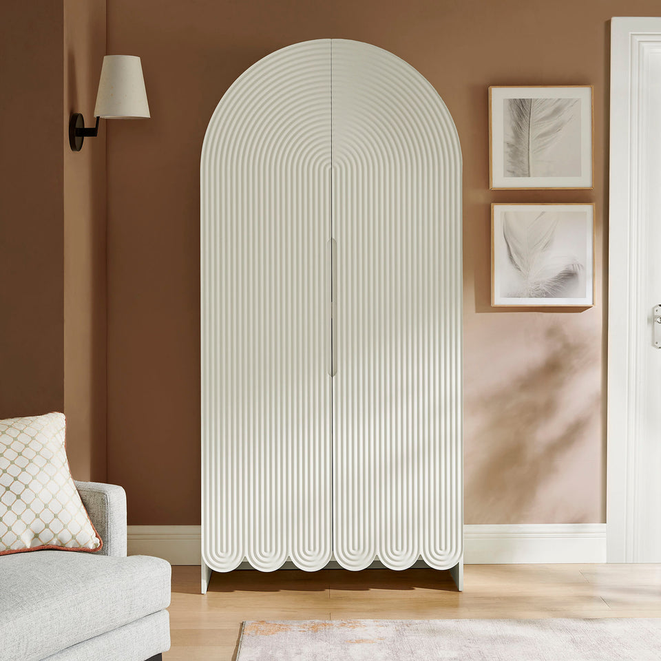 Dahlia 78 Inch Fluted and Scalloped Arched Storage Cabinet by Modway