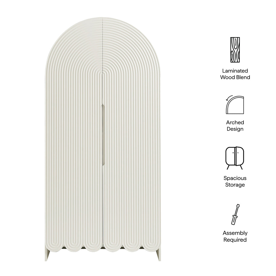Dahlia 78 Inch Fluted and Scalloped Arched Storage Cabinet by Modway