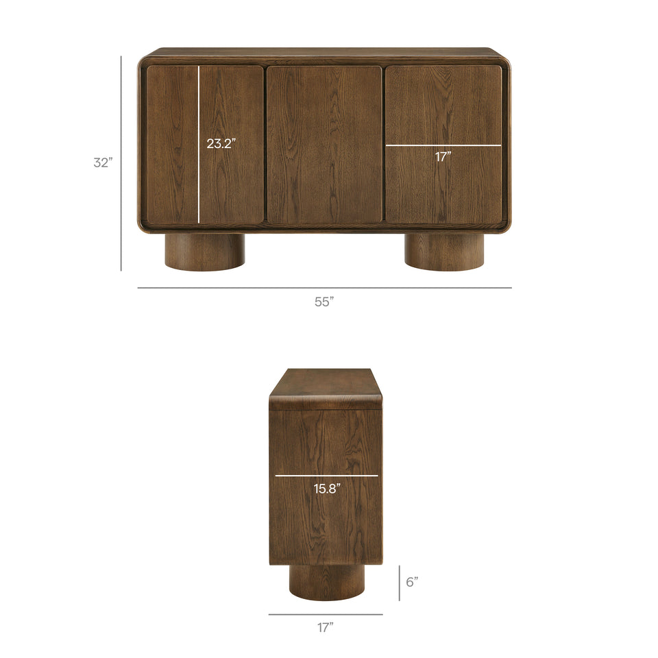 Lumo 3-Door Curved Wood Accent Cabinet by Modway