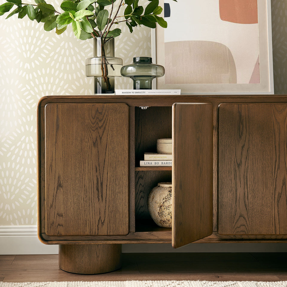 Lumo 4-Door Curved Wood Accent Cabinet by Modway