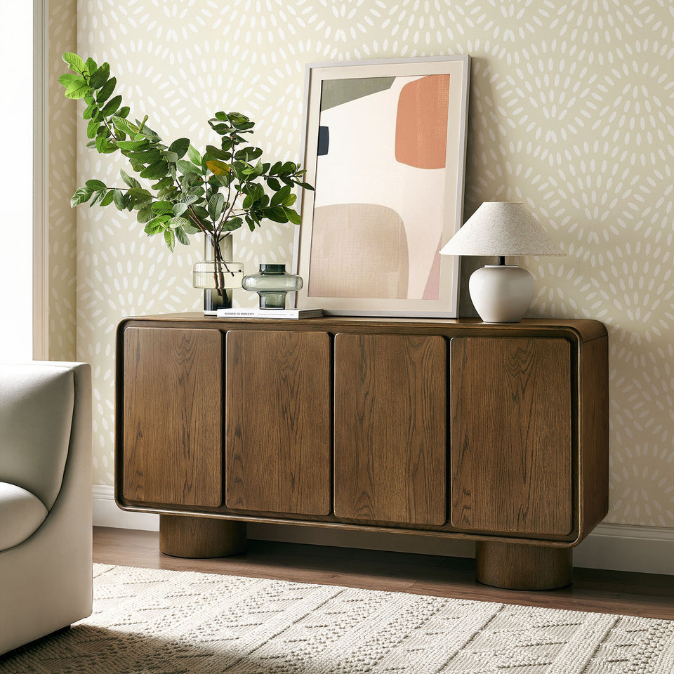 Lumo 4-Door Curved Wood Accent Cabinet by Modway