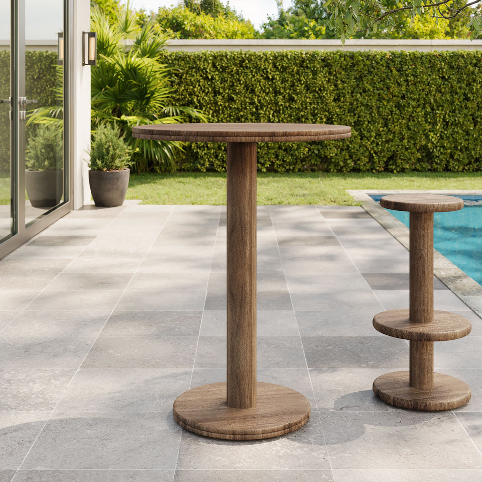 Neo 31 Inch Round Indoor - Outdoor Patio Wood Bar Table by Modway