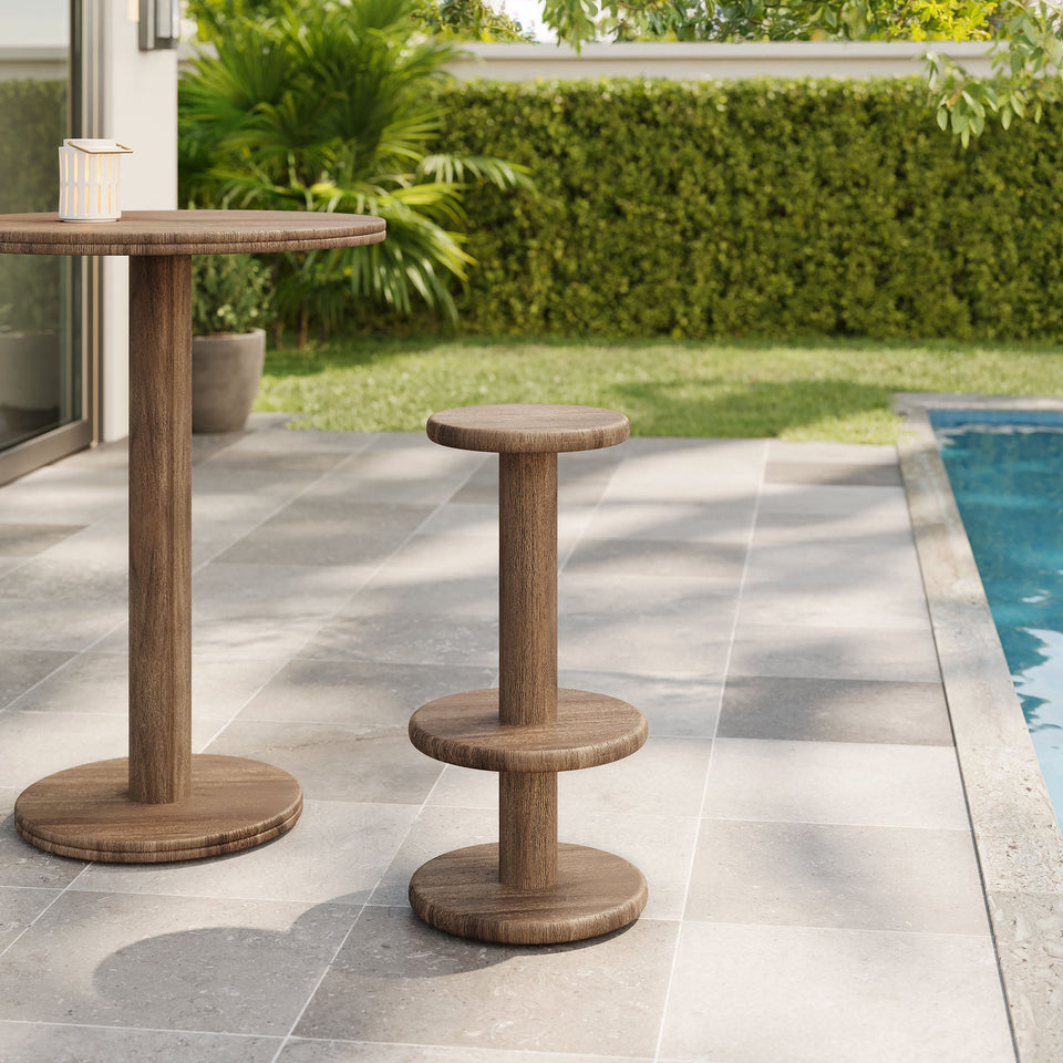 Neo 15 Inch Round Indoor - Outdoor Patio Wood Bar Stools by Modway