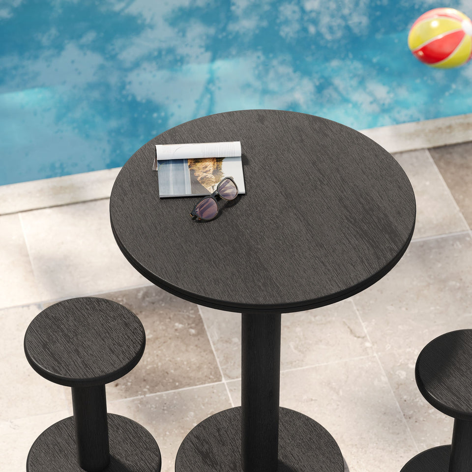 Neo 3-Piece Round Indoor - Outdoor Patio Wood Bar Table And Stool Set by Modway