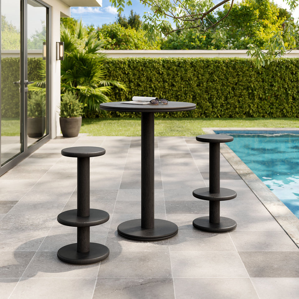 Neo 3-Piece Round Indoor - Outdoor Patio Wood Bar Table And Stool Set by Modway