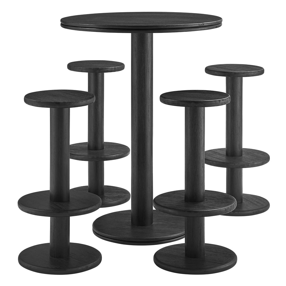 Neo 5-Piece Round Indoor - Outdoor Round Patio Bar Table And Stool Set by Modway