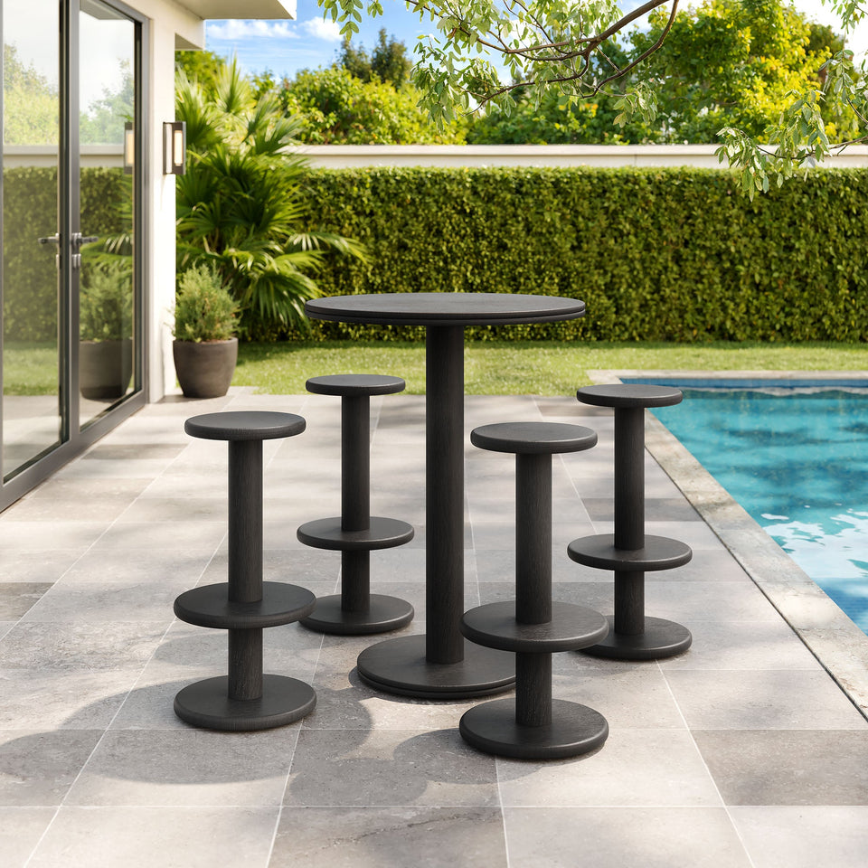 Neo 5-Piece Round Indoor - Outdoor Round Patio Bar Table And Stool Set by Modway
