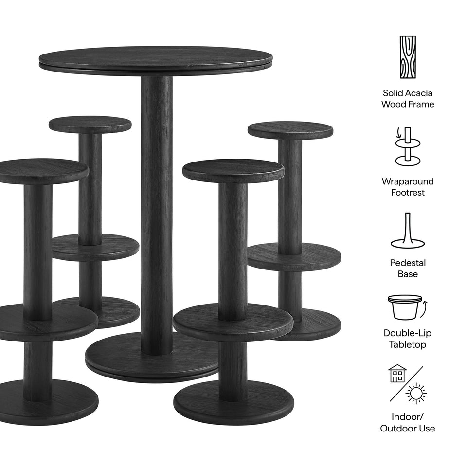 Neo 5-Piece Round Indoor - Outdoor Round Patio Bar Table And Stool Set by Modway