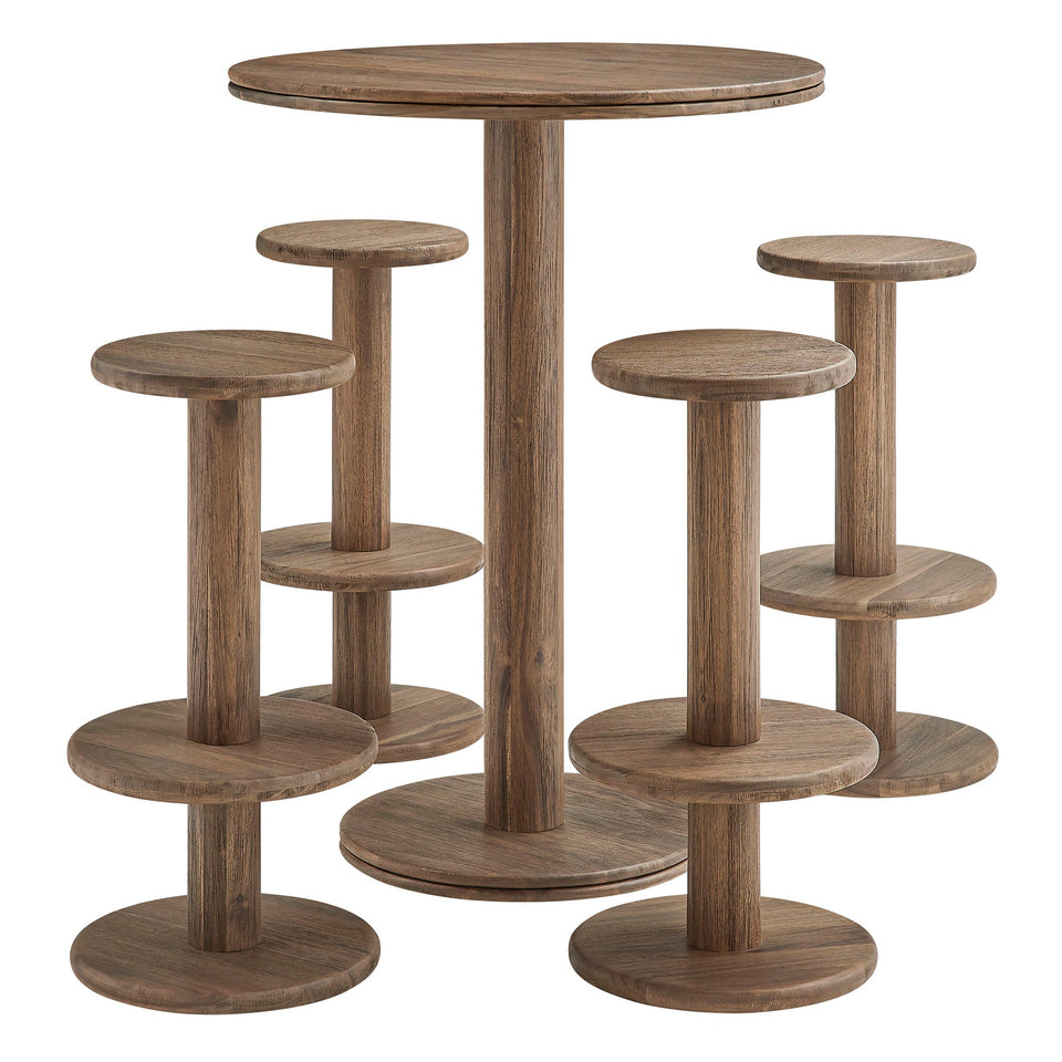 Neo 5-Piece Round Indoor - Outdoor Round Patio Bar Table And Stool Set by Modway
