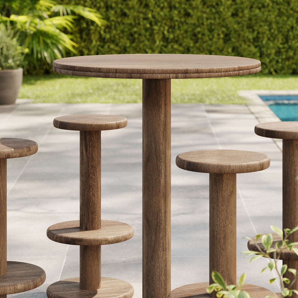 Neo 5-Piece Round Indoor - Outdoor Round Patio Bar Table And Stool Set by Modway