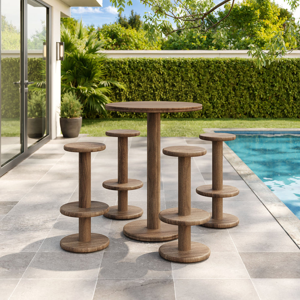 Neo 5-Piece Round Indoor - Outdoor Round Patio Bar Table And Stool Set by Modway