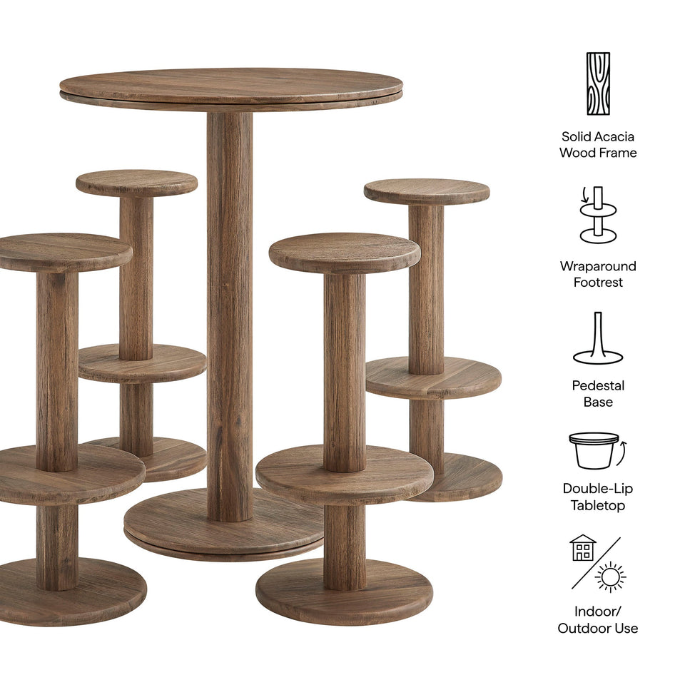 Neo 5-Piece Round Indoor - Outdoor Round Patio Bar Table And Stool Set by Modway
