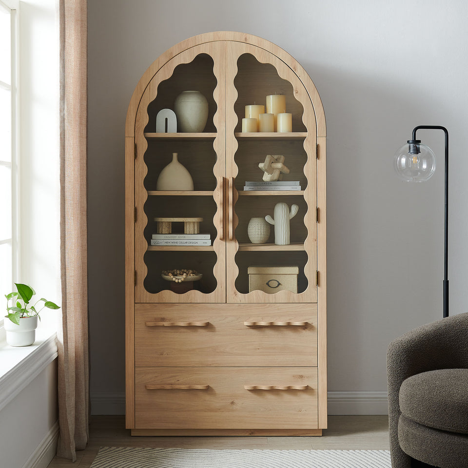 Rory 76 Inch Arched Kitchen Pantry Display Cabinet by Modway