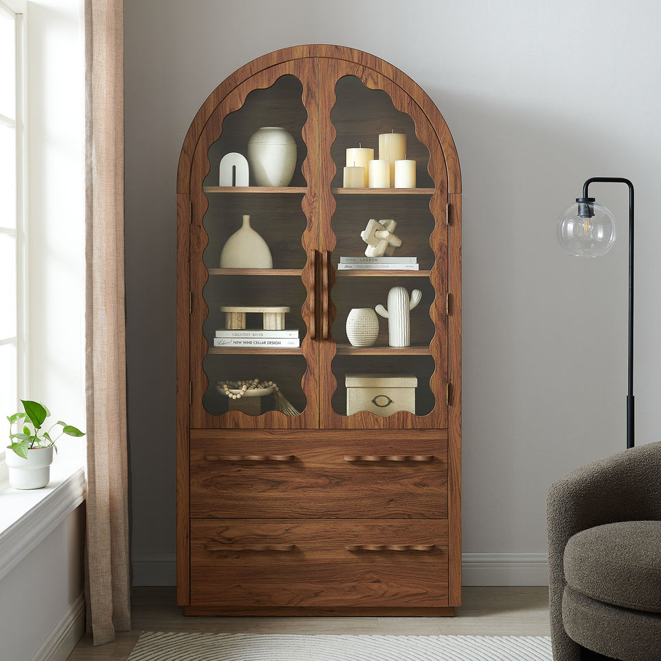 Rory 76 Inch Arched Kitchen Pantry Display Cabinet by Modway