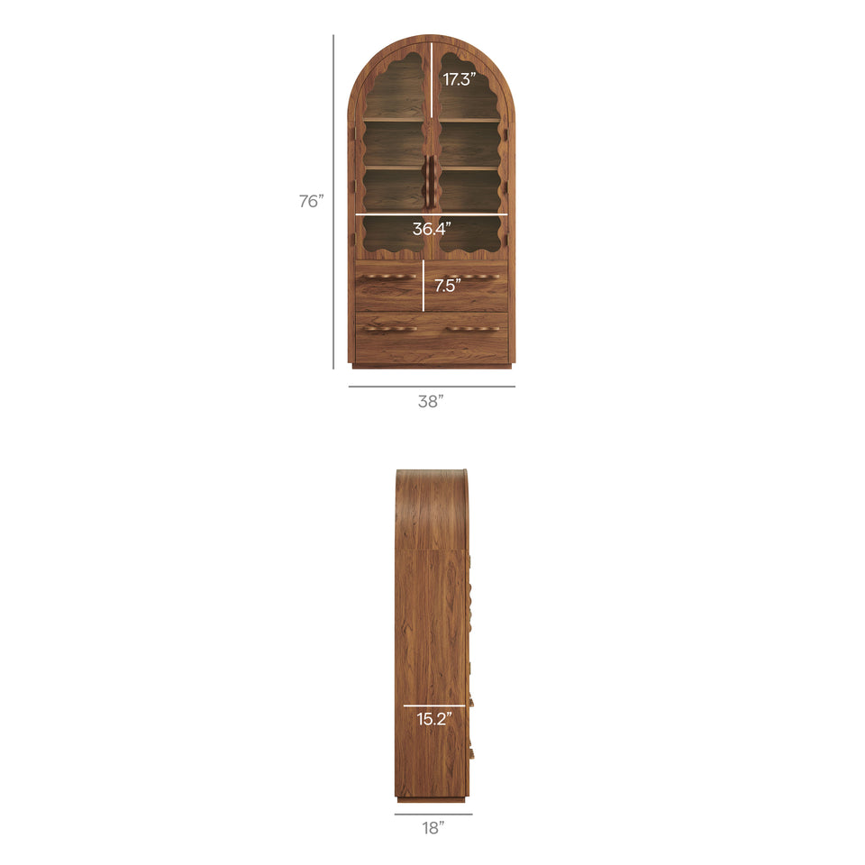 Rory 76 Inch Arched Kitchen Pantry Display Cabinet by Modway