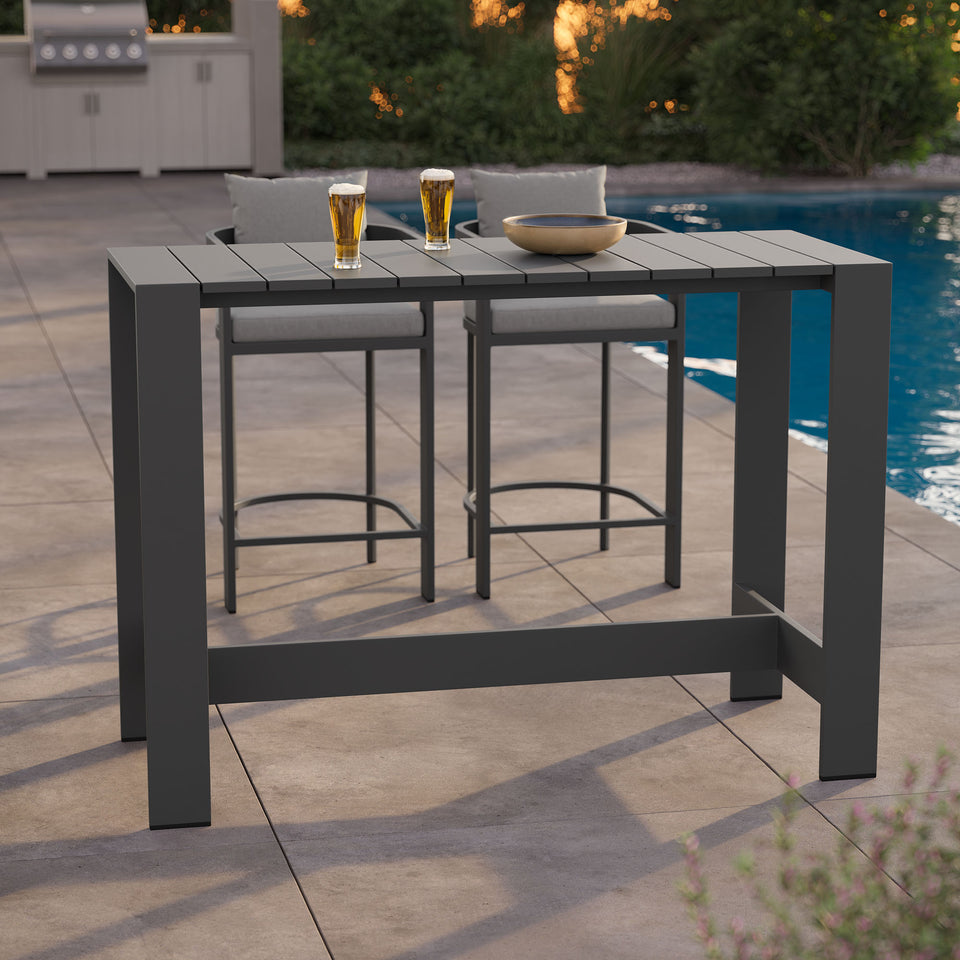 Tahoe 59 Inch Rectangle Outdoor Patio Aluminum Bar Table by Modway