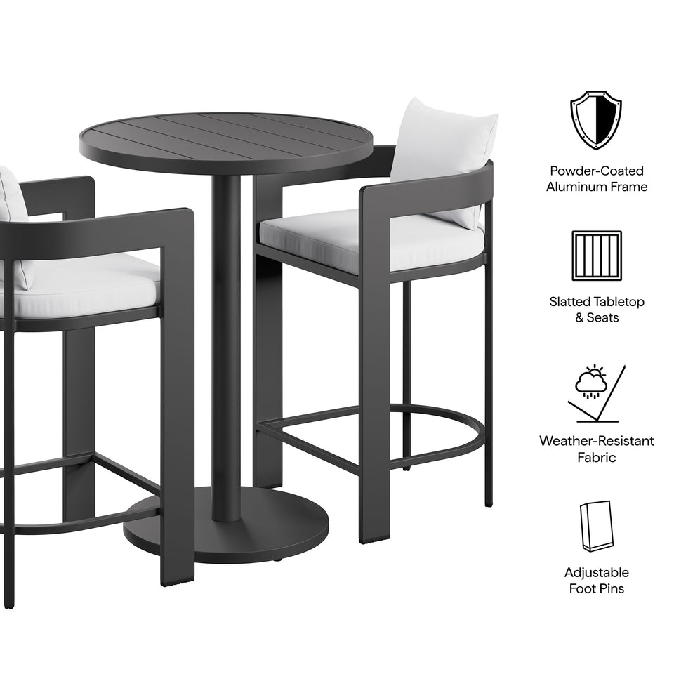 Tahoe 3-Piece Outdoor Patio Aluminum Bar Set by Modway