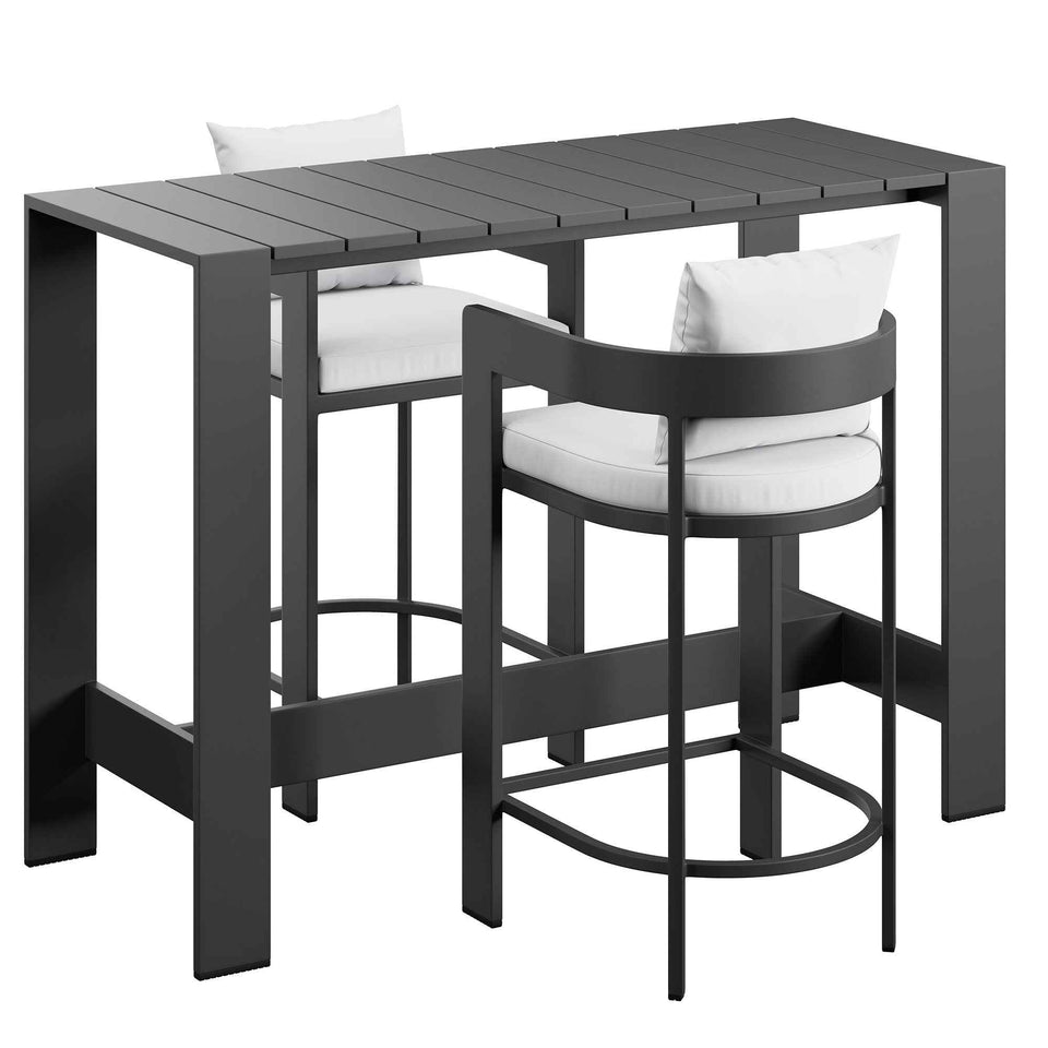 Tahoe 3-Piece Outdoor Patio Aluminum Bar Table Set by Modway