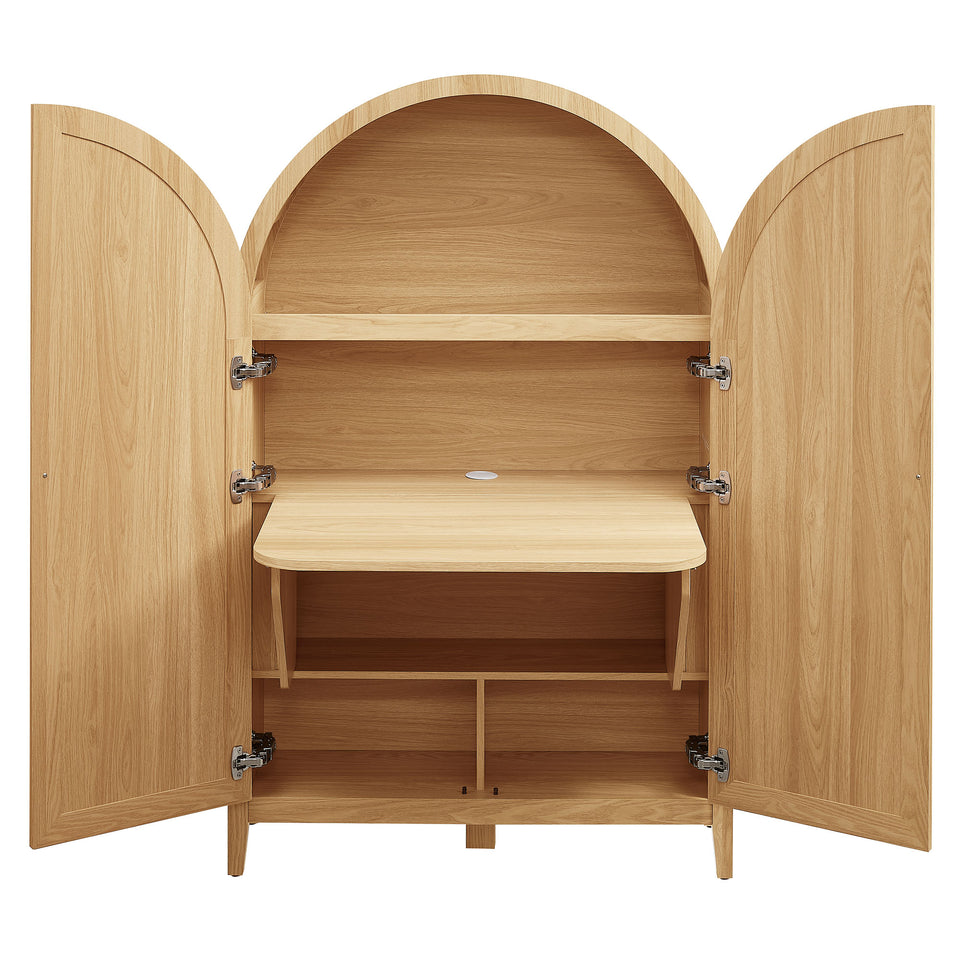 Calista 63 Inch Arched Storage Cabinet With Folding Desk by Modway
