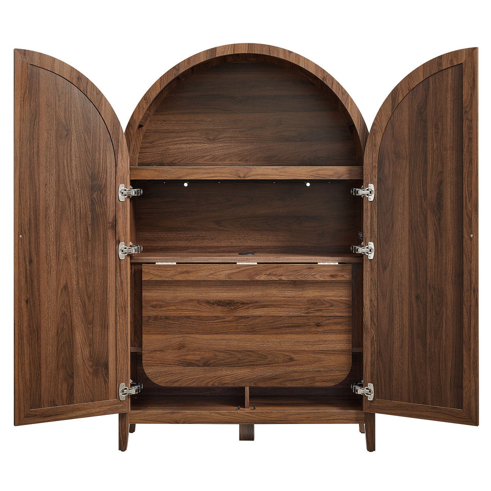 Calista 63 Inch Arched Storage Cabinet With Folding Desk by Modway