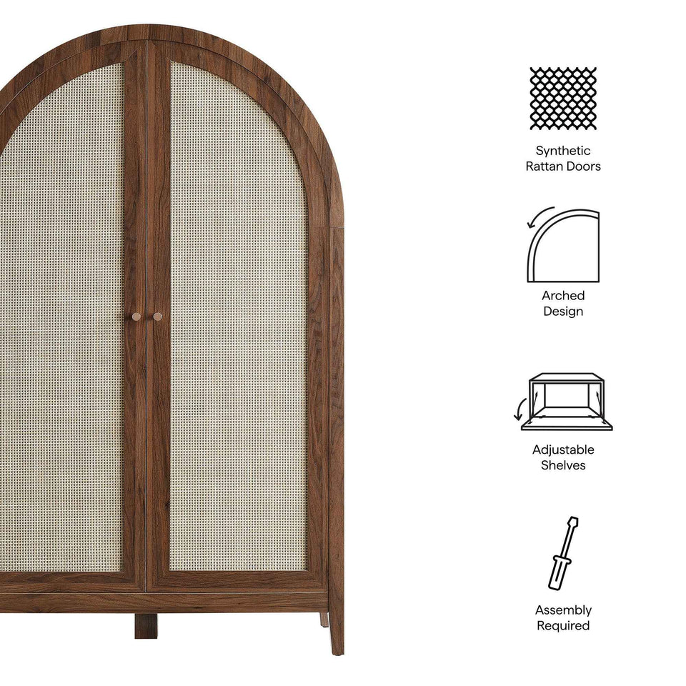Calista 63 Inch Arched Storage Cabinet With Folding Desk by Modway