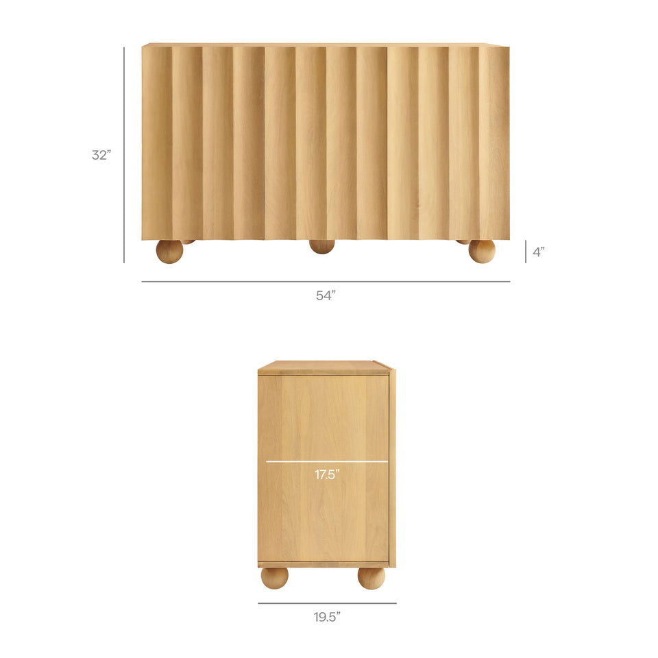 Sorren 54 Inch Scalloped Wood 3-Door Sideboard by Modway