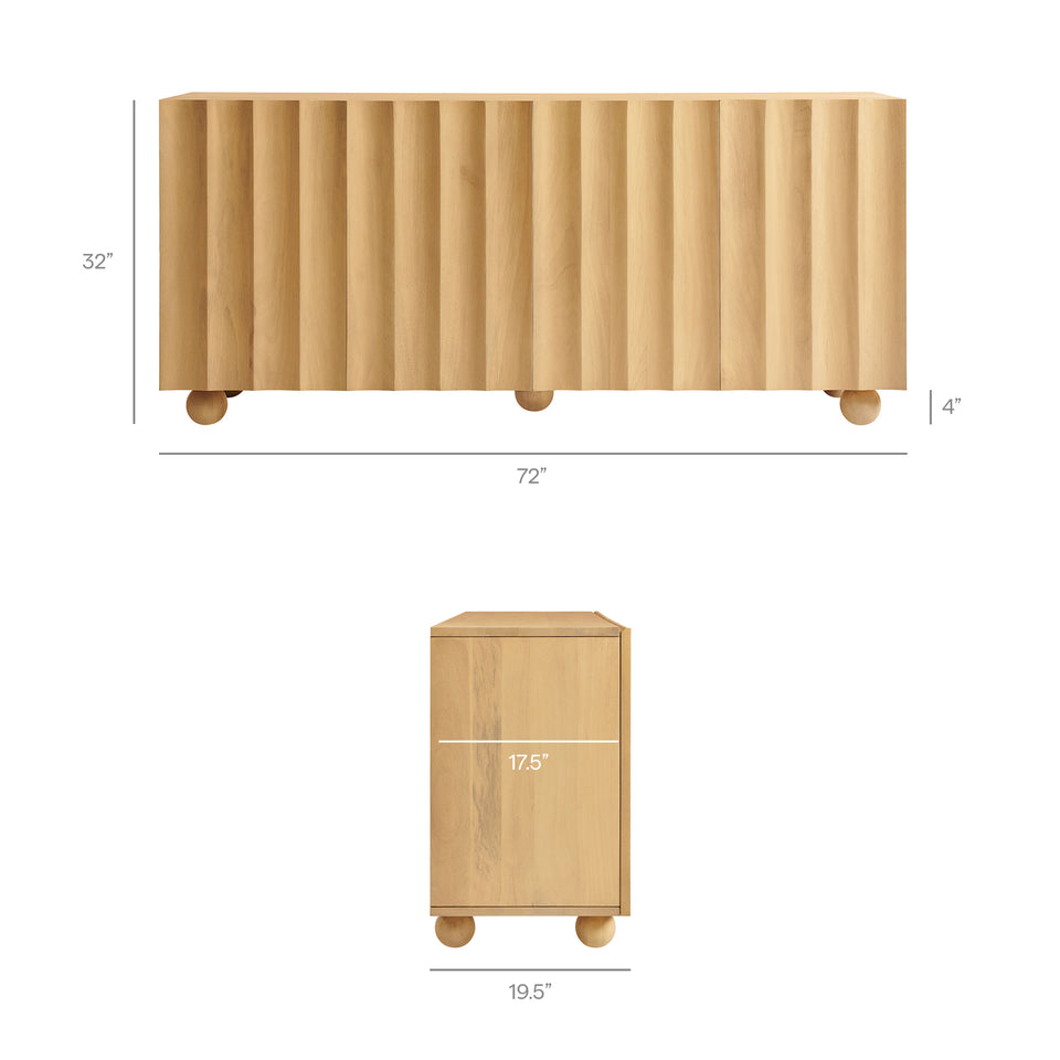 Sorren 72 Inch Scalloped Wood 4-Door Sideboard by Modway