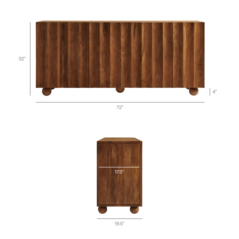 Sorren 72 Inch Scalloped Wood 4-Door Sideboard by Modway