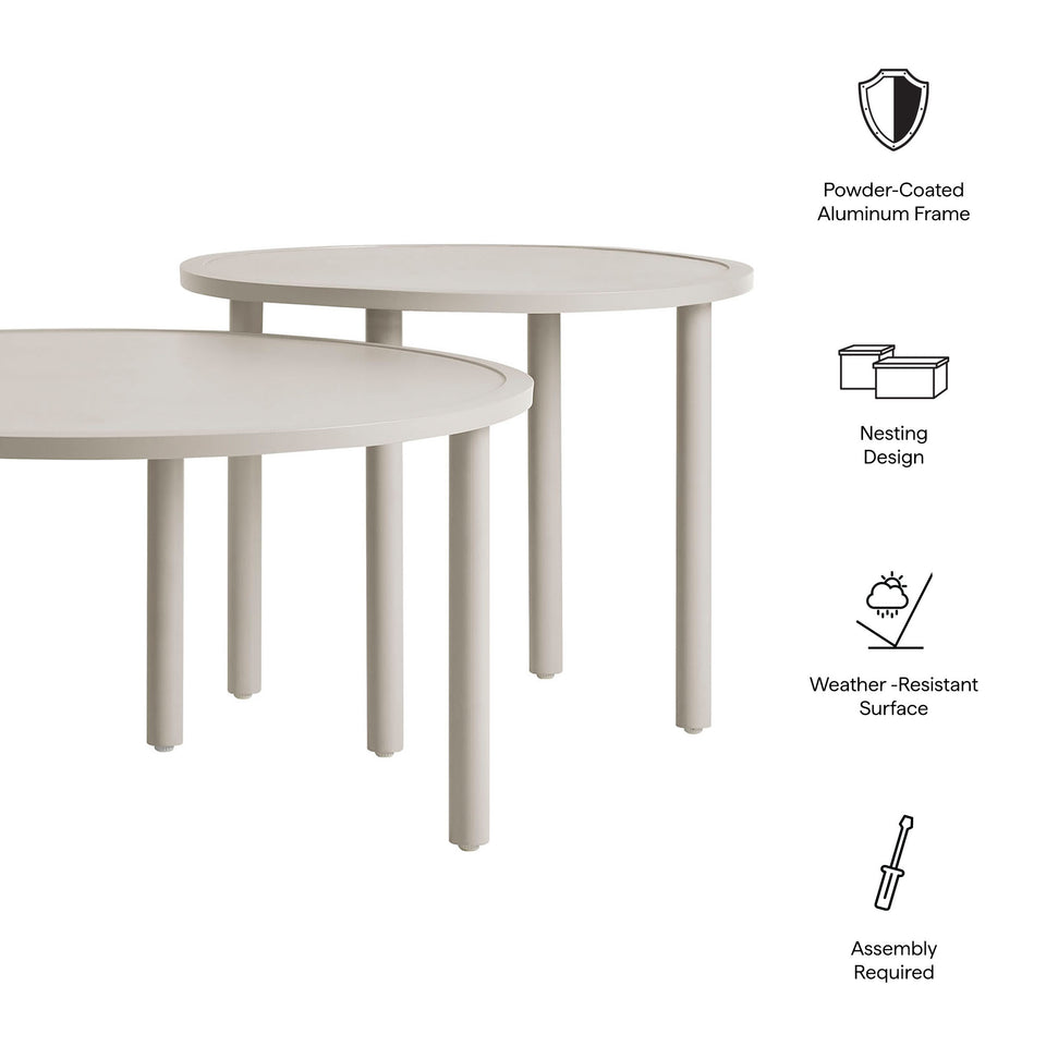 Porta 2 Piece Nesting Outdoor Patio Aluminum Coffee Table Set by Modway