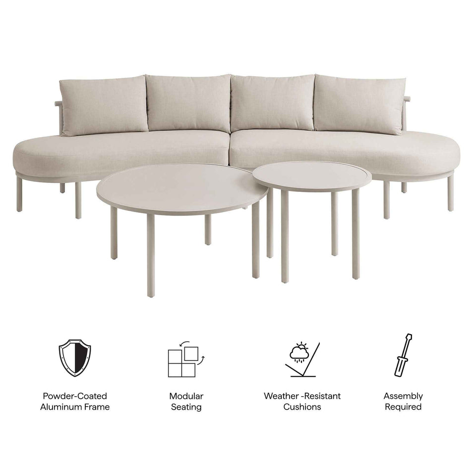 Porta 4 Piece Outdoor Patio Aluminum Modular Sofa Set by Modway