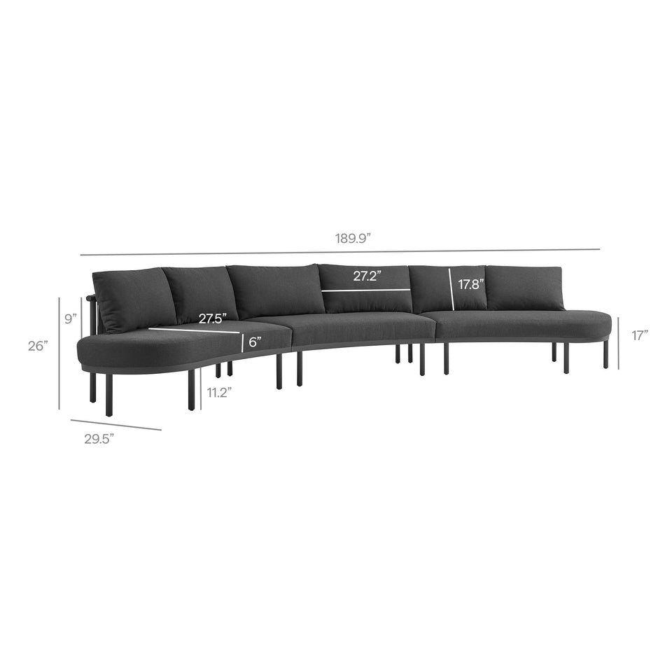 Porta 5 Piece Outdoor Patio Aluminum Modular Sofa Set by Modway