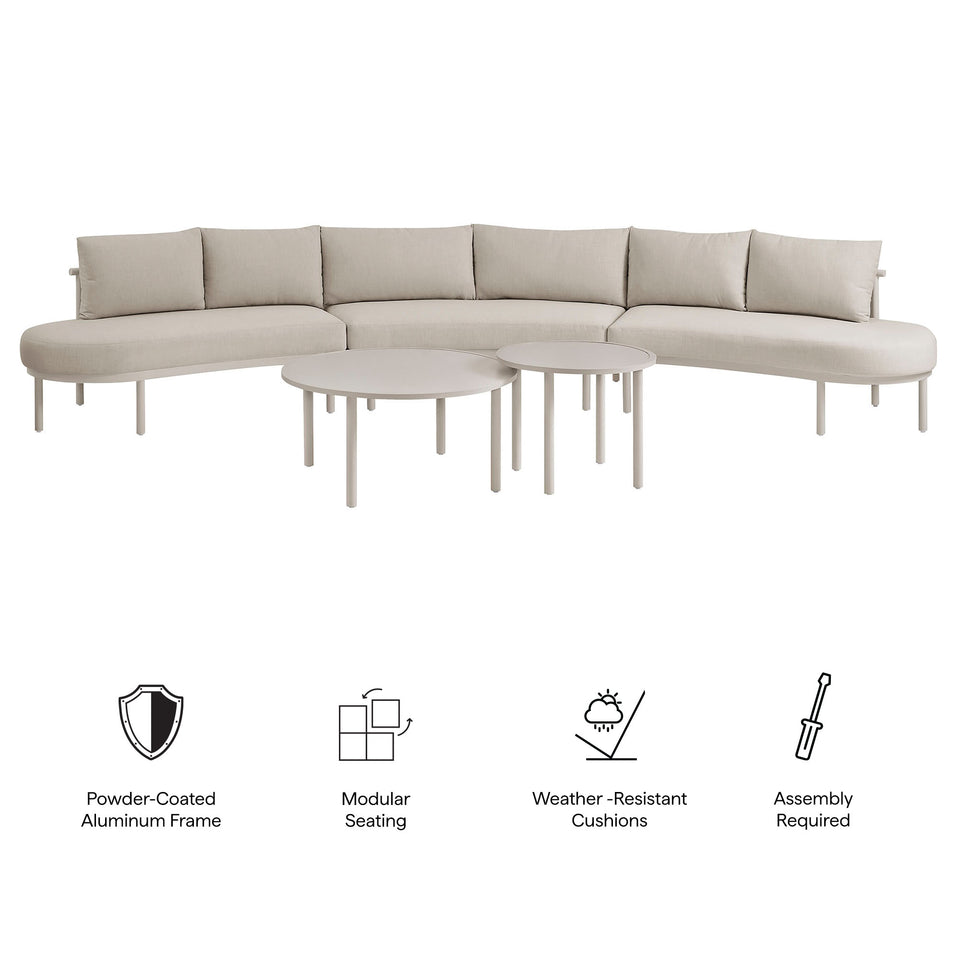 Porta 5 Piece Outdoor Patio Aluminum Modular Sofa Set by Modway