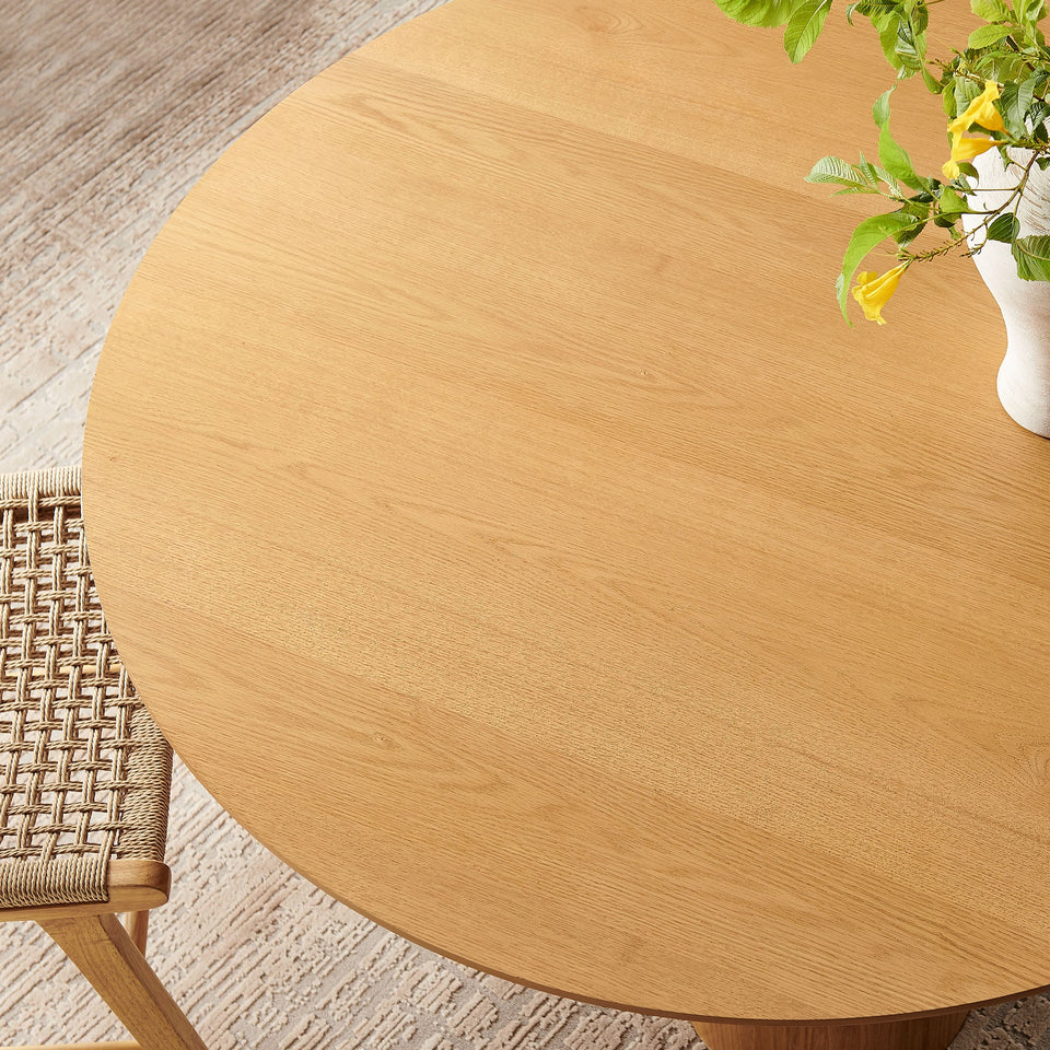 Renwick 47 Inch Oak Veneer Round Pedestal Dining Table by Modway