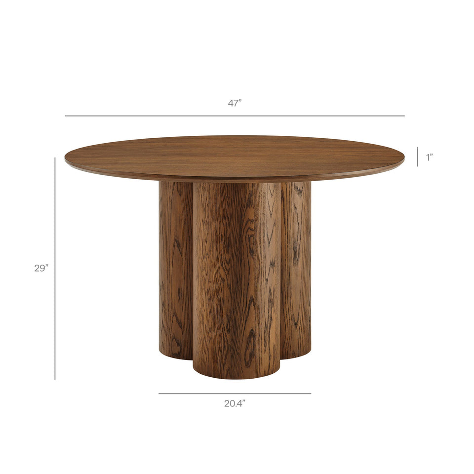 Renwick 47 Inch Oak Veneer Round Pedestal Dining Table by Modway