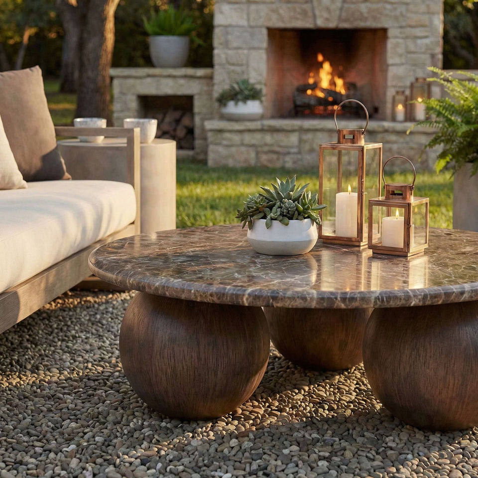 Pietra Indoor Outdoor Patio Round Coffee Table by Modway