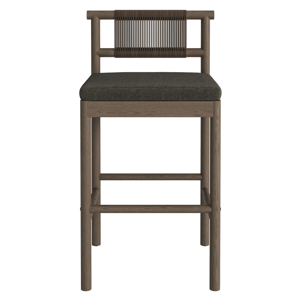 Eleni Outdoor Patio Teak Wood Bar Stools Set of 2 by Modway