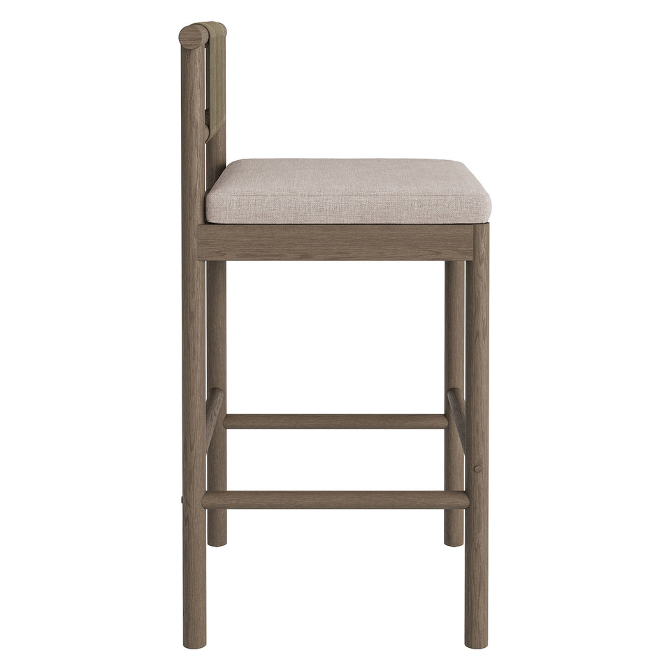 Eleni Outdoor Patio Teak Wood Bar Stools Set of 2 by Modway