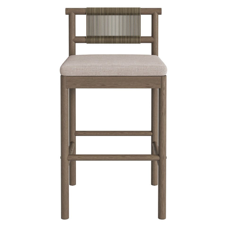 Eleni Outdoor Patio Teak Wood Bar Stools Set of 2 by Modway